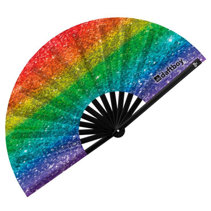 Rainbow Sparkles Print Folding Clack Fan