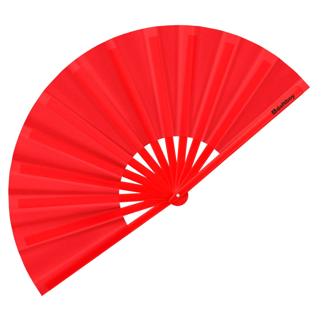 Ruby Red Beyond Basic Rave Bamboo Folding Hand Fan / Clack Fan - Large