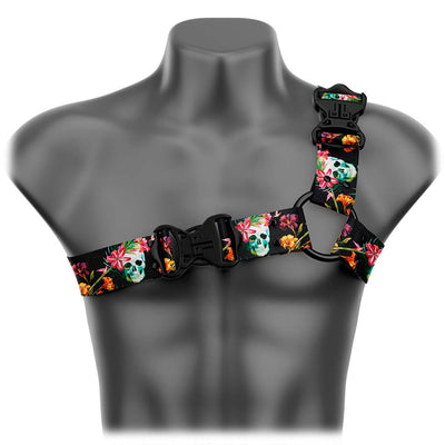 Skulls And Flowers Asymmetrical Handmade Fashion Vegan Unisex Harness