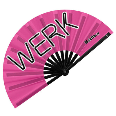 WERK In Hawt Pink Rave Bamboo Folding Hand Fan / Clack Fan - Large