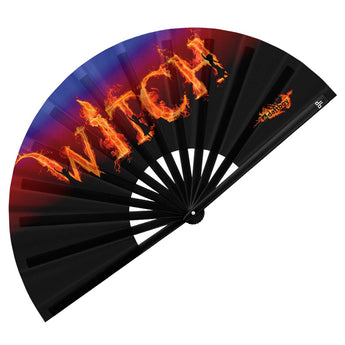 WITCH Rave Bamboo Folding Hand Fan / Clack Fan - Large - Daftboy