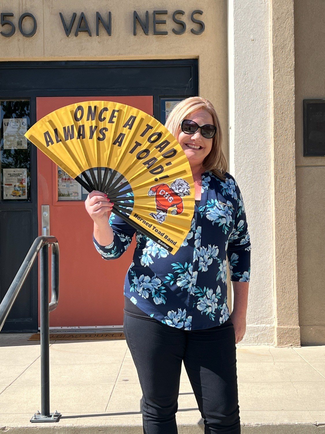 A supporter with a custom Daftboy school fan