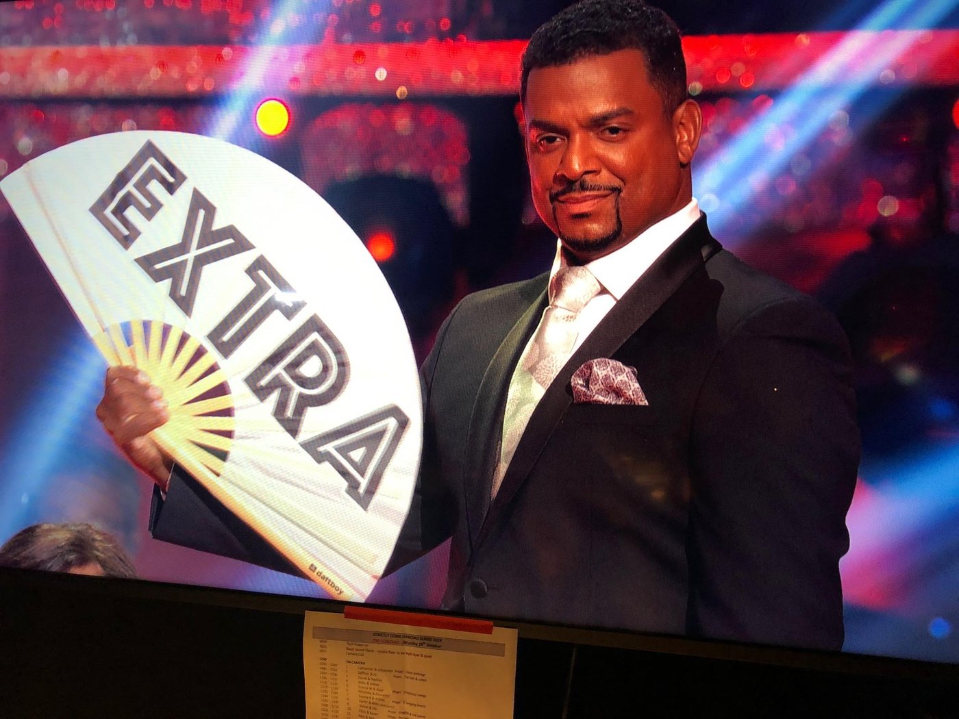 Alfonso Ribeiro with a Daftboy EXTRA fan on Strictly Come Dancing