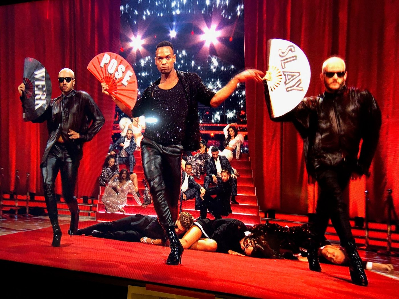 Dancers with Daftboy fans in the Strictly Come Dancing opening number