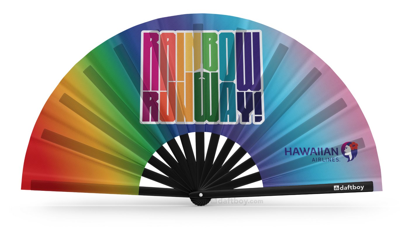 Custom Daftboy Hawaiian Airlines Rainbow Runway fan