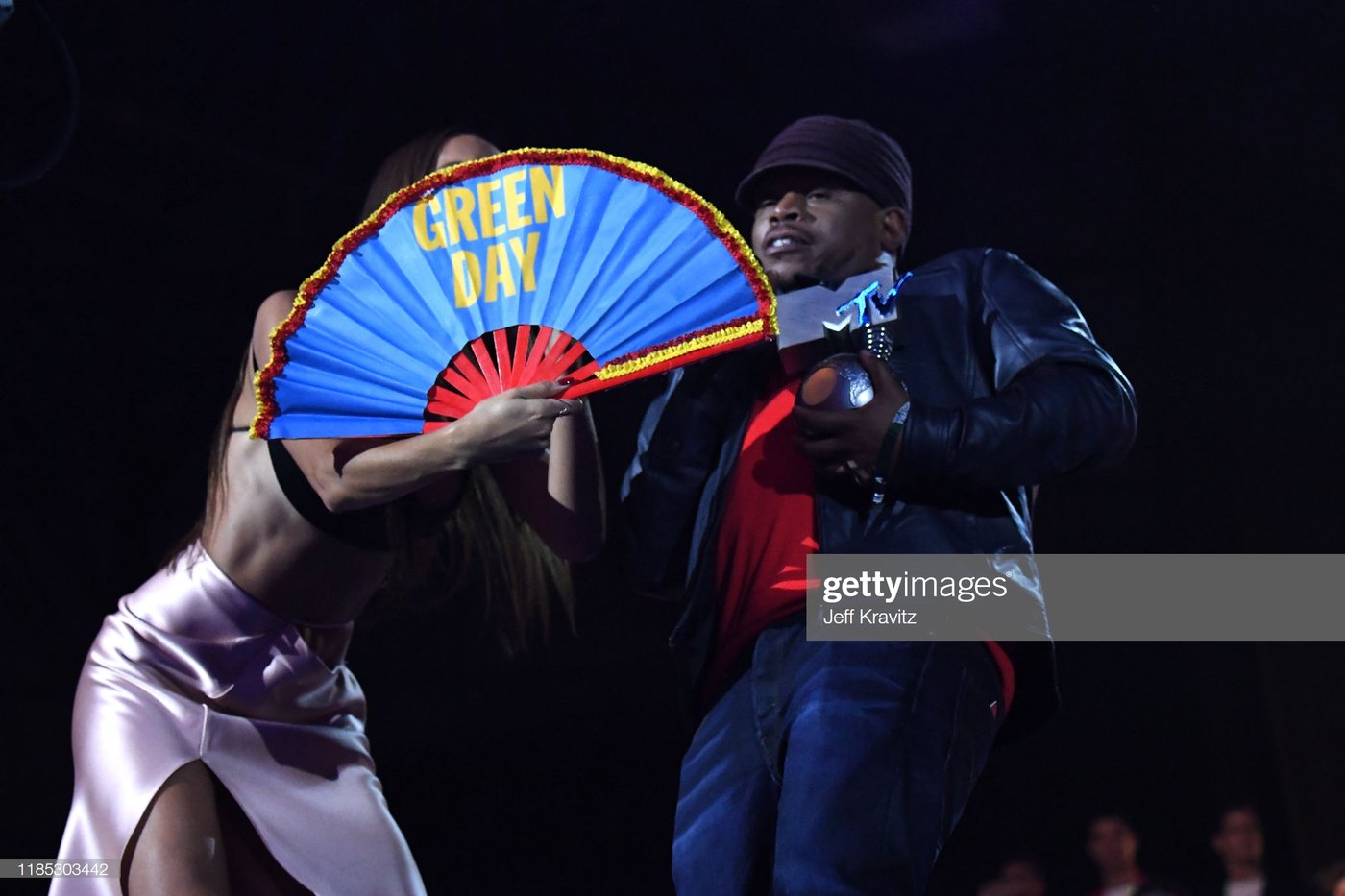 Presenters with the Daftboy Green Day winner fan at the MTV EMAs
